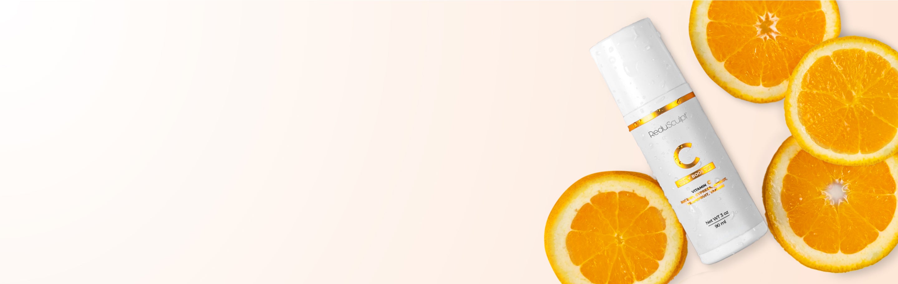Aceite de vitamina C | Redu sculpt Banner: Aceite de Vitamina C Redu Sculpt, fórmula natural para una piel firme, suave y radiante.