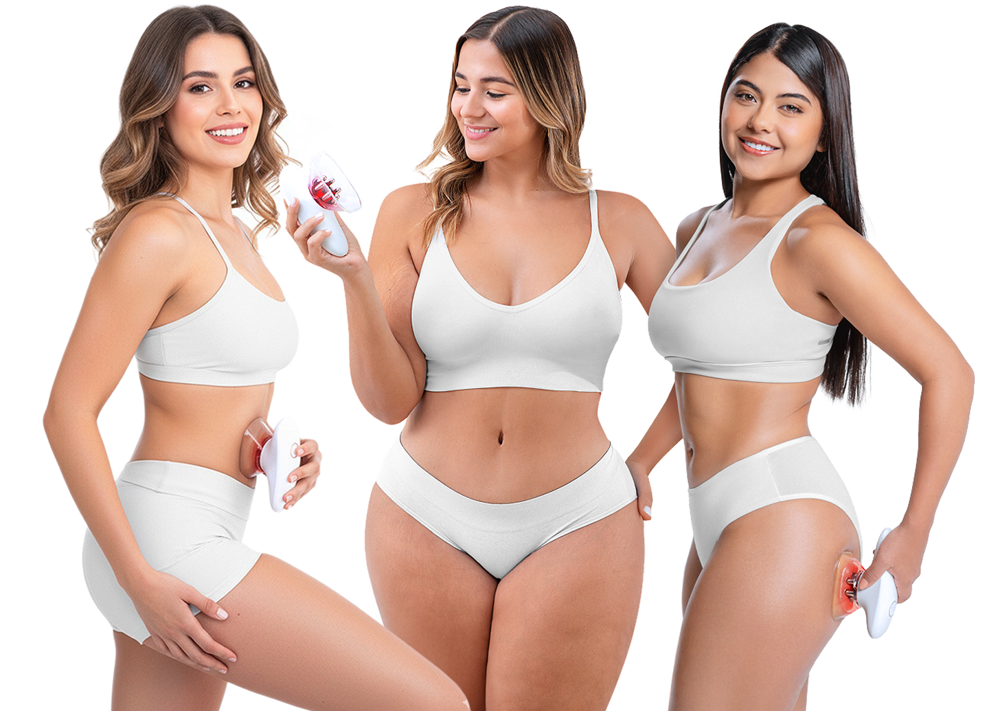 Tres mujeres mostrando resultados confiables con Redu Sculpt